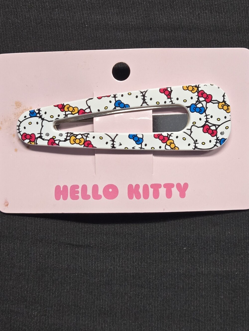 Sanrio 2012 Hello Kitty Pattern Jumbo Snap Hair Clip NWT 3.75"x1.25"